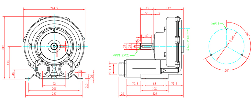 皮帶傳動(dòng)型風(fēng)機(jī)尺寸圖 皮帶傳動(dòng)型風(fēng)機(jī)尺寸圖